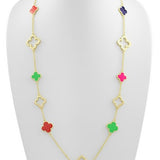 Colorful Clovers Chain Necklace