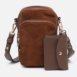 Parker Brown Corduroy 3 Compartment Crossbody