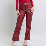 Judy Blue - Cranberry Faux Leather Straight Leg Jeans