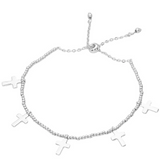 Metal Cross Charm Beaded Adjustable Cinch Pull Tie Bracelets