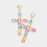 Gemstone Cross Earrings