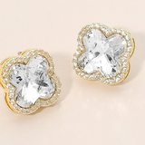 CZ Quatrefoil Stud Earrings