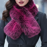 Plush Dark Pink Faux Fur Winter Scarf