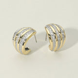 14K Gold Plated Dome Stripe Hoops