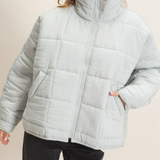 Quilted Mock Neck Zip-up Puffer Jacket