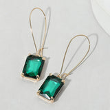 Emerald Cut Stone Dangle Earrings