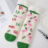 Cozy Sherpa Trim Festive Holiday Truck Reindeer Flamingo Message Printed Bundle Gift Socks Set