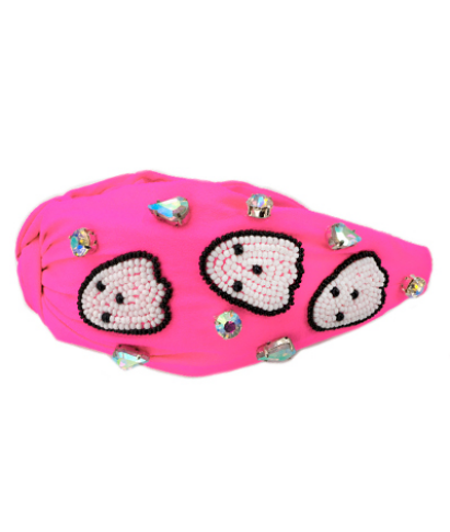Hot Pink Ghost Beaded Headband
