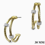Gold Wired with Silver Rhinestone Accents 1.5" Earring