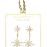Genuine Gold Dipped Rhinestone Pave Starburst Drop Earrings