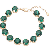 Green Round Stone Cluster Link Bracelet