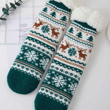 Cozy Sherpa Trim Holiday Nordic Pattern Printed Bundle Gift Socks Set