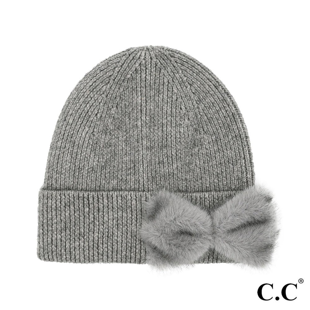 Fuzzy Statement Bow Beanie