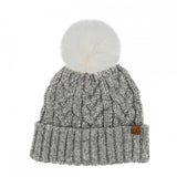 Cable Knit Pompom Beanie