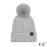 Pretty Pearl Pompom Beanie