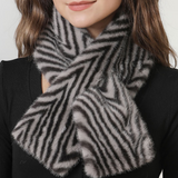 Grey Zebra Pattern Faux Fur Pull-Through Winter Scarf