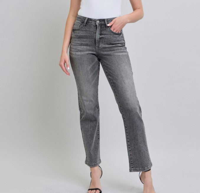 Judy Blue - Grey Rhinestone Jeans