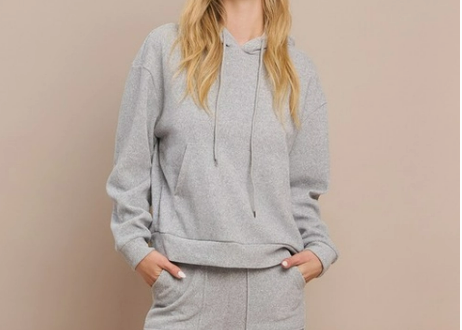 Heather Grey Relaxed Ribbed Corduroy Hoodie
