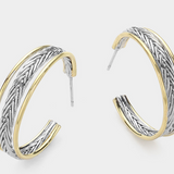 14K Gold Plated Two Tone Split Hoop Earrings