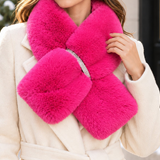 Hot Pink Faux Fur Bling Pull Through Scarf