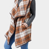 Ivory Plaid Check Vest With Pocket