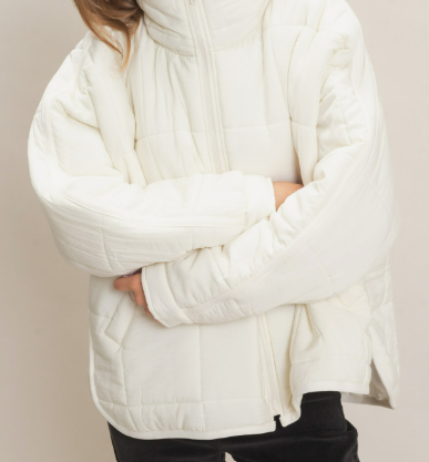 Quilted Mock Neck Zip-up Puffer Jacket