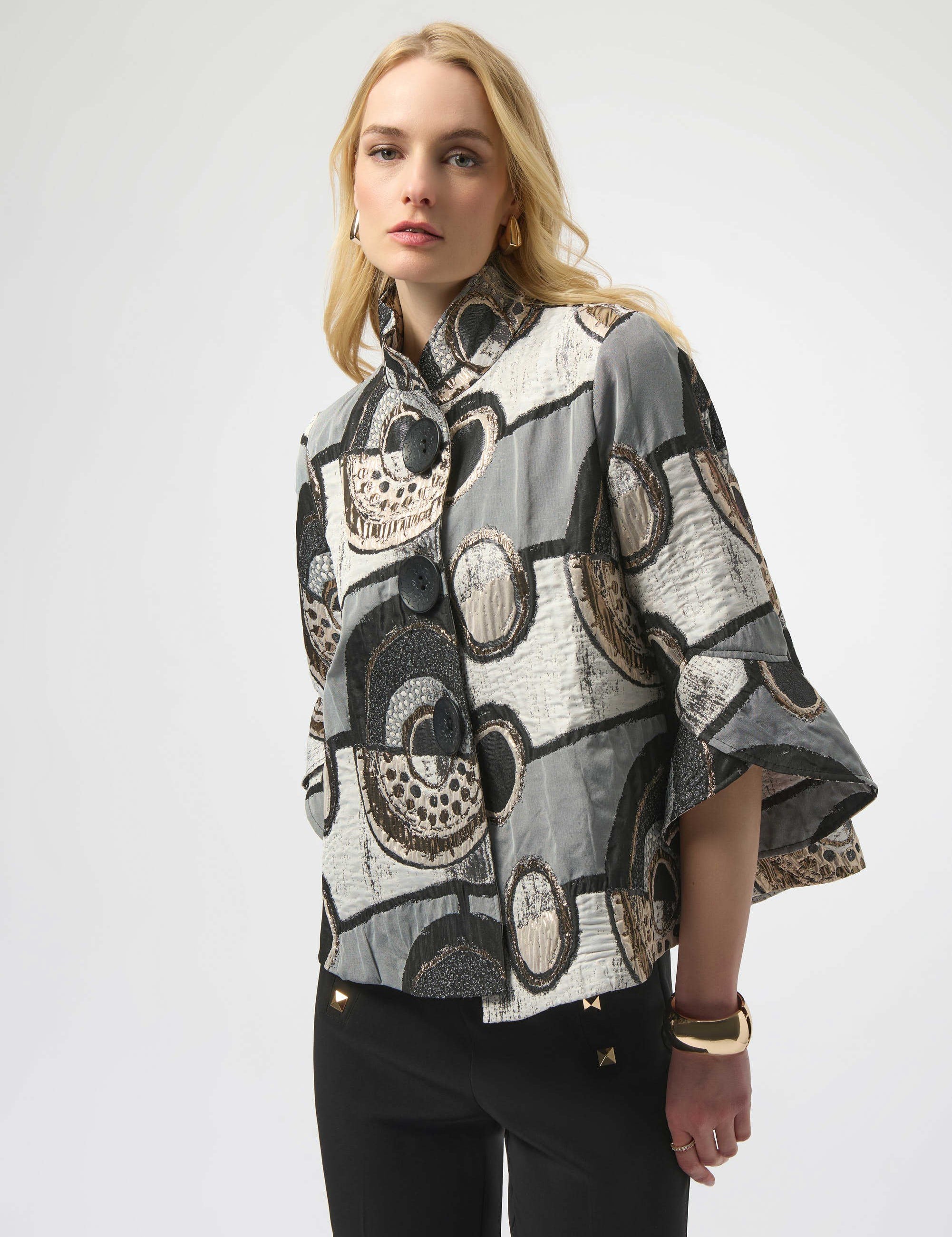 Joseph Ribkoff - Abstract Jacquard Trapeze Jacket