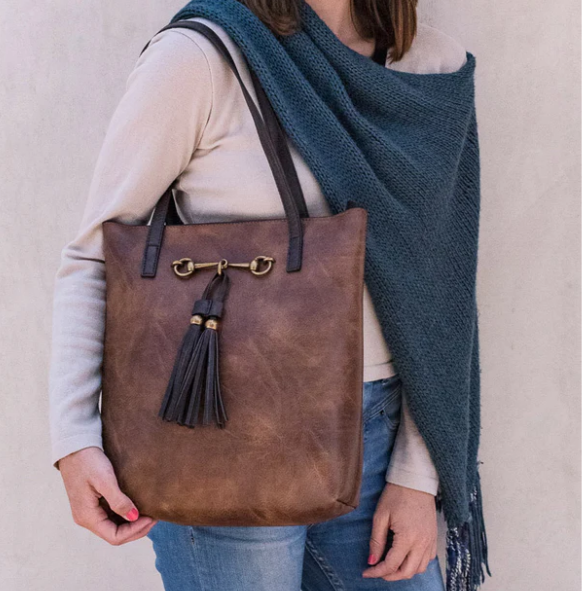 Liz Soto Jane 2 in 1 Horsebit Tote with Tassle