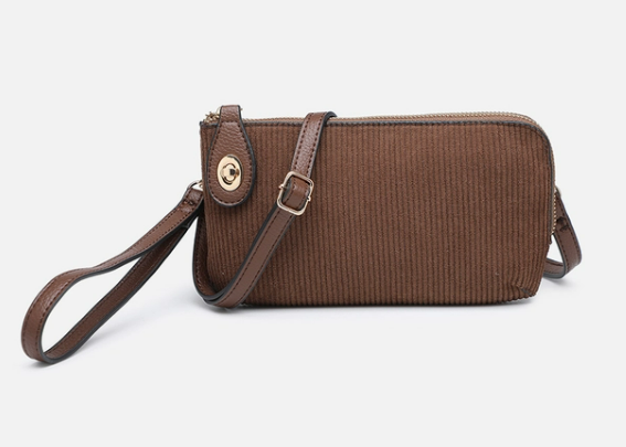 Kendall Brown Corduroy Crossbody/Wristlet