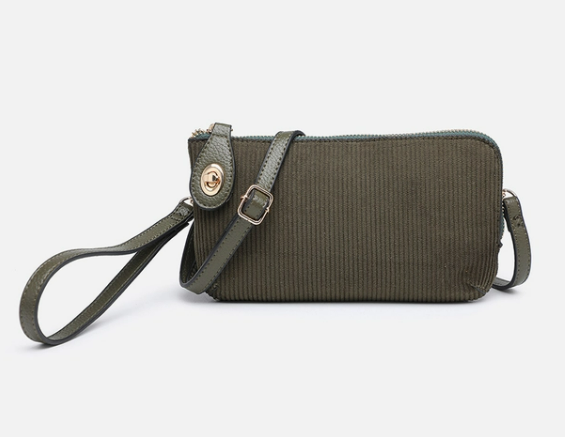 Kendall Dark Olive Corduroy Crossbody/Wristlet