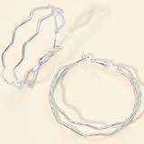 Silver Dipped Sculptural Wavy Metal Large Hoop Earrings