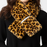 Leopard Faux Fur Bling Pull Through Scarf