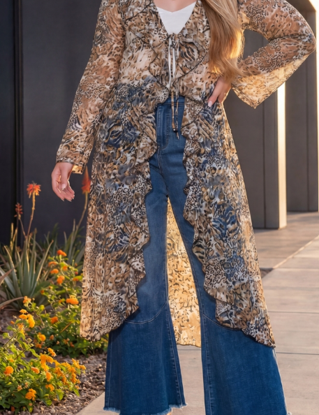 Animal Print Ruffled Duster