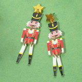 Red Resin Nutcracker Soldier Drop Earrings