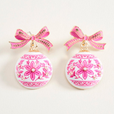 Christmas Bow Ornament Charm Drop Earrings