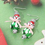 Bow Christmas Green Penguin Charm Drop Dangle Earrings