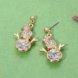 AB Clear Crystal Snowman Charm Drop Dangle Earrings