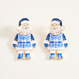 Blue Christmas Santa Claus Drop Earrings