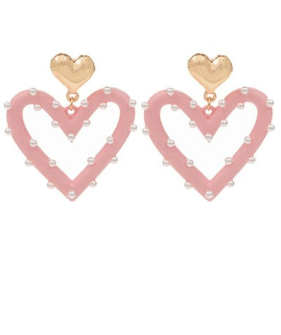 Pretty Pearl Heart Earrings