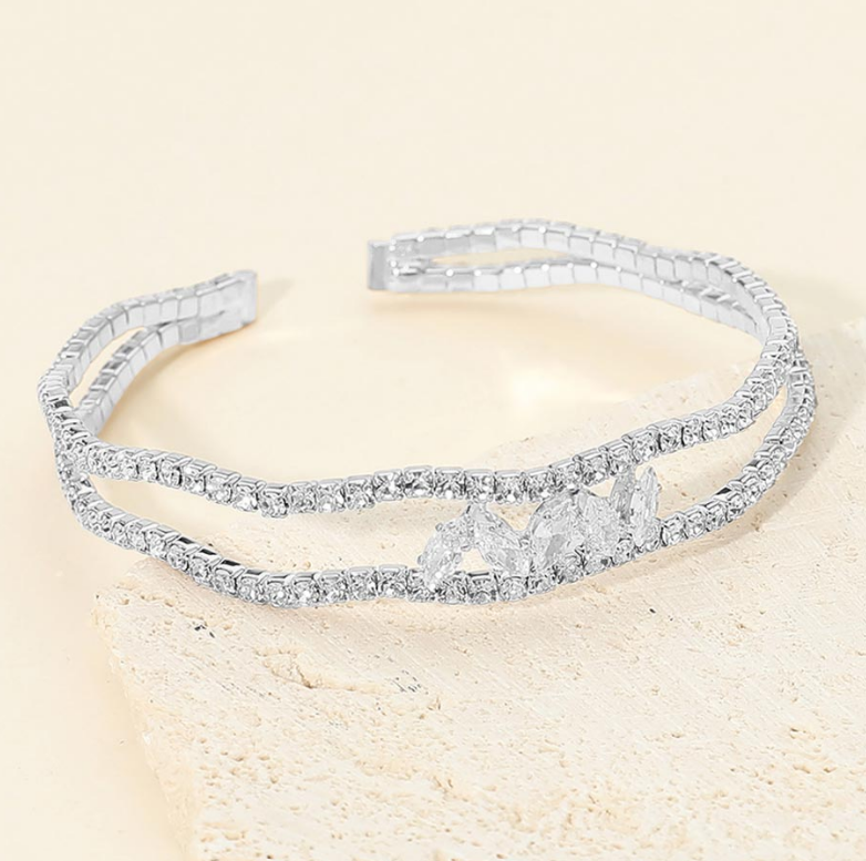 Marquise CZ Accent Open Evening Cuff Bracelet