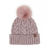 Cable Knit Pompom Beanie