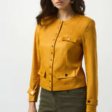 Joseph Ribkoff - Medallion Foiled Faux Suede Jacket