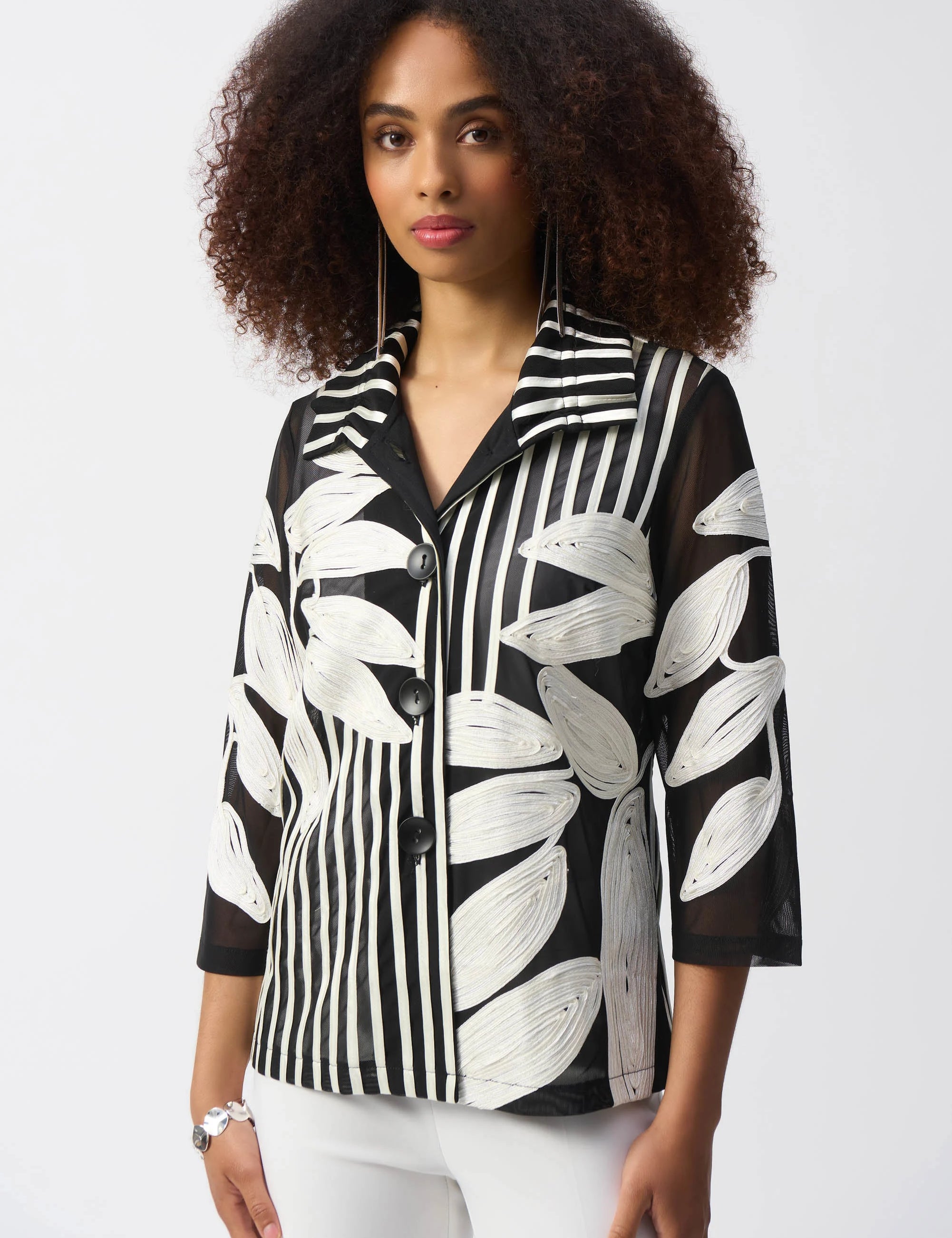 Joseph Ribkoff - Mesh & Satin Soutache Jacket