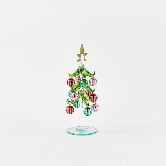8" Glass Christmas Tree with Ball Ornaments