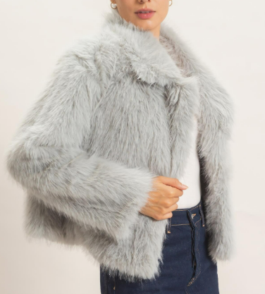 Shawl Collar Faux Fur Jacket