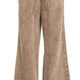 The Acid Wash Fleece Palazzo Sweatpants in Mocha