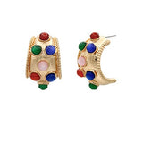 Colorful Stone Galvanized Gold Earring