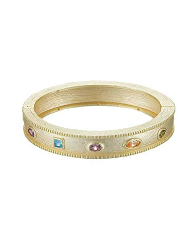 Multi Gem Hinge Gold Bracelet