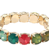 Multicolor Round Faceted Gem Beaded Stretch Bracelet