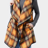 Mustard Plaid Check Vest With Pocket